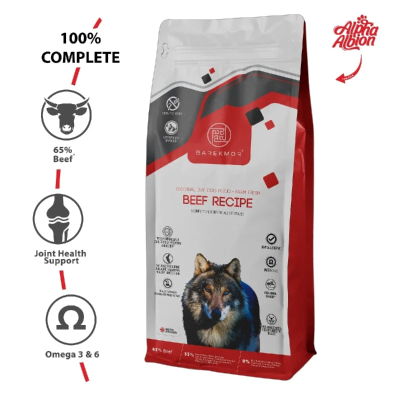 Barekmor: Grain Free Beef Recipe (All Life Stage – For Puppies And Adult Dogs) With 65% Beef  and 35% Fruits and Veg