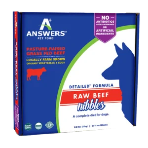 Answers Pet Food Detailed Formula Beef Raw Frozen Dog Food Nibbles, 35 Ct