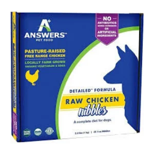 Answers Pet Food Detailed Formula Chicken Raw Frozen Dog Food Nibbles, 35 Ct