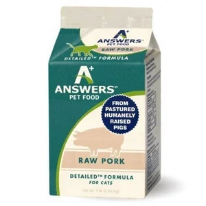 Answers Pet Food Detailed Formula Pork Raw Frozen Cat Food 1 lb Carton