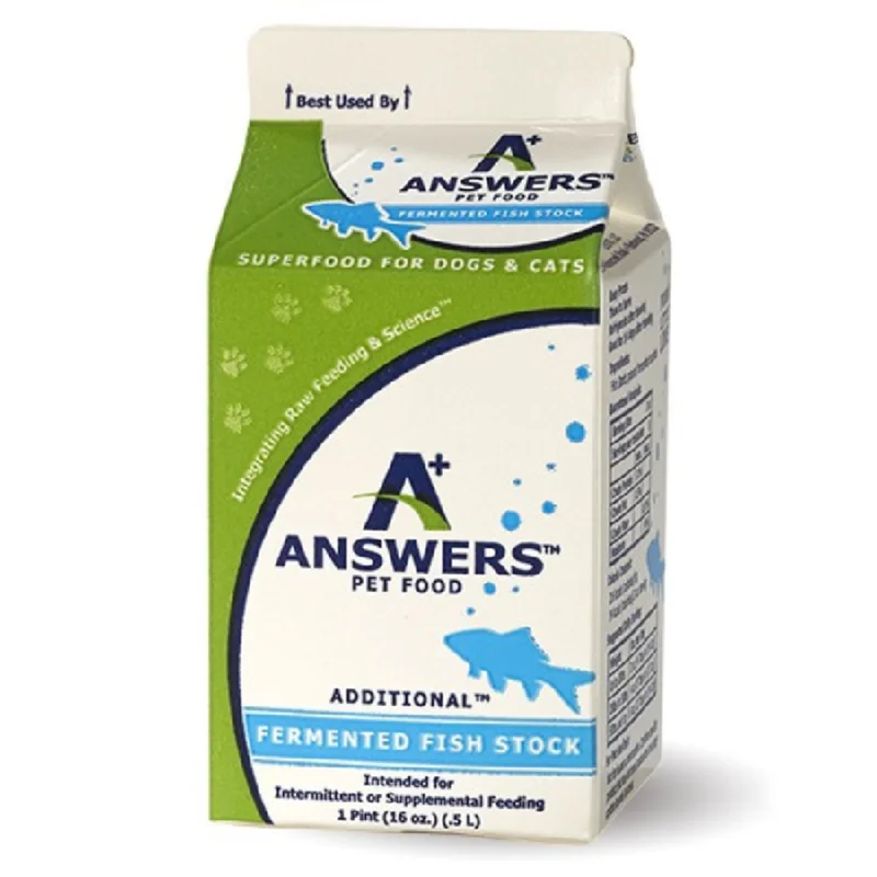 Answers Pet Food Fermented Fish Stock, 1 Pint