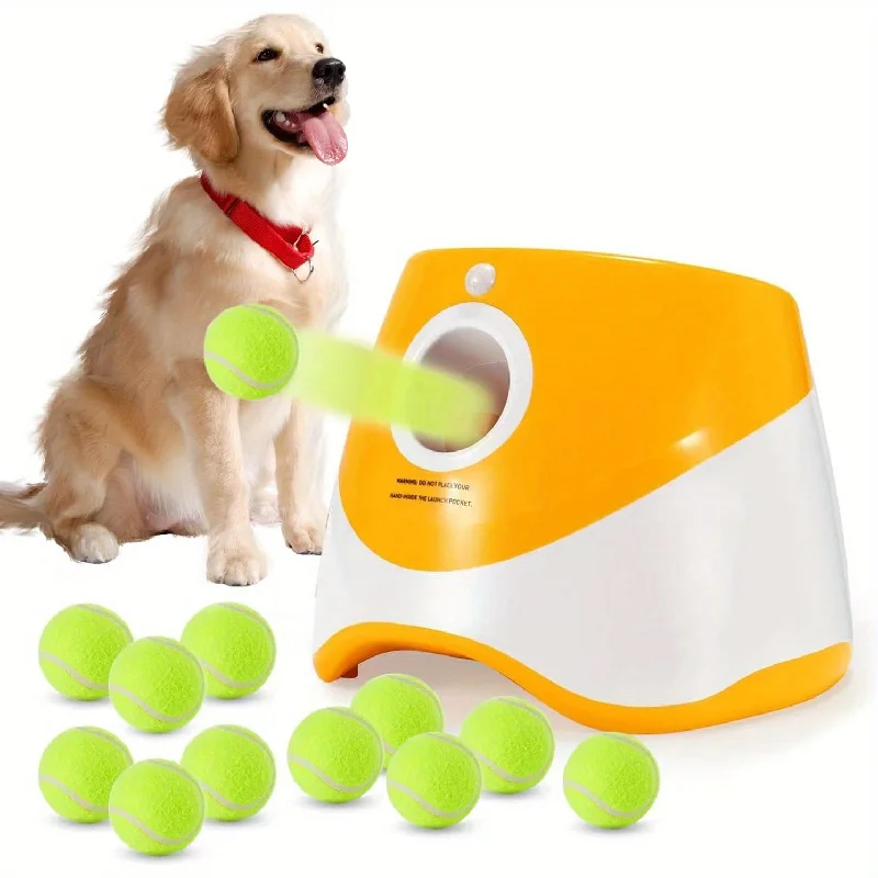 Automatic Dog Ball Launcher, With 3PCS Tennis Ball(2inches) 3 Adjustable Distances Settings, Rechargeable Ball Launcher For Dogs, Interacive Dog Toys Thrower Machine Perfect For Small Dogs