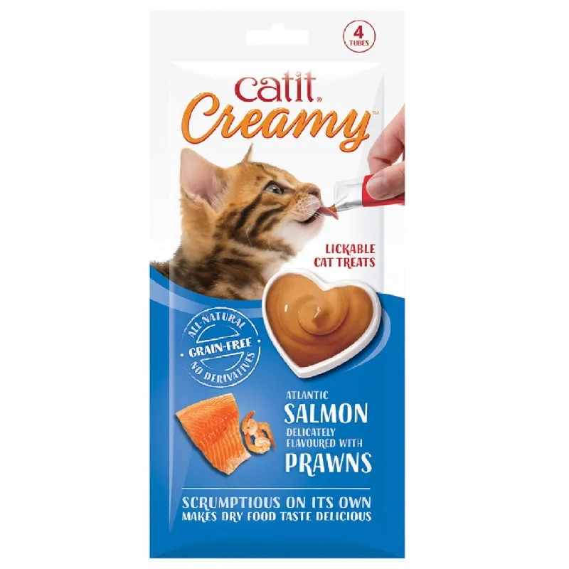 Catit Creamy Lickable Cat Treats Salmon & Prawn 4 x 10g