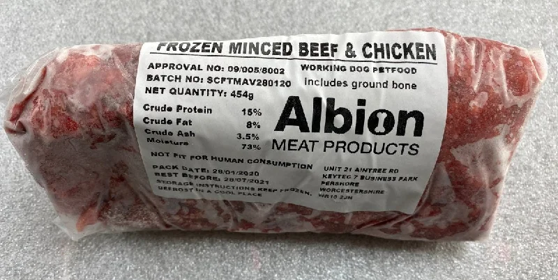 ABC: Beef & Chicken Mince RAW Dog Food with Ground Bone 454grms