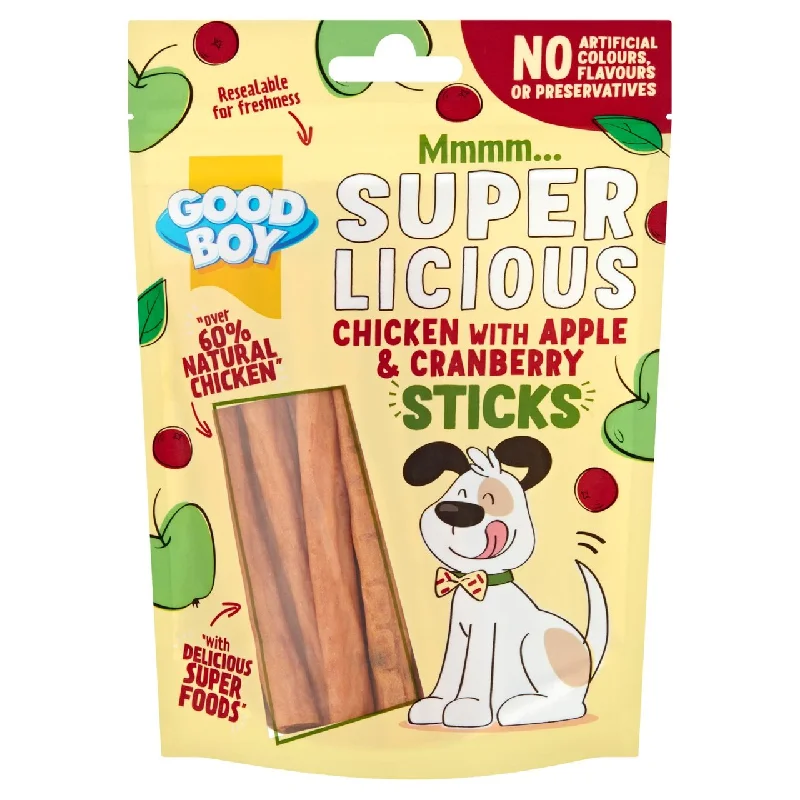 Good Boy Superlicious Chicken Apple & Cranberry Stick Dog Treats 100g