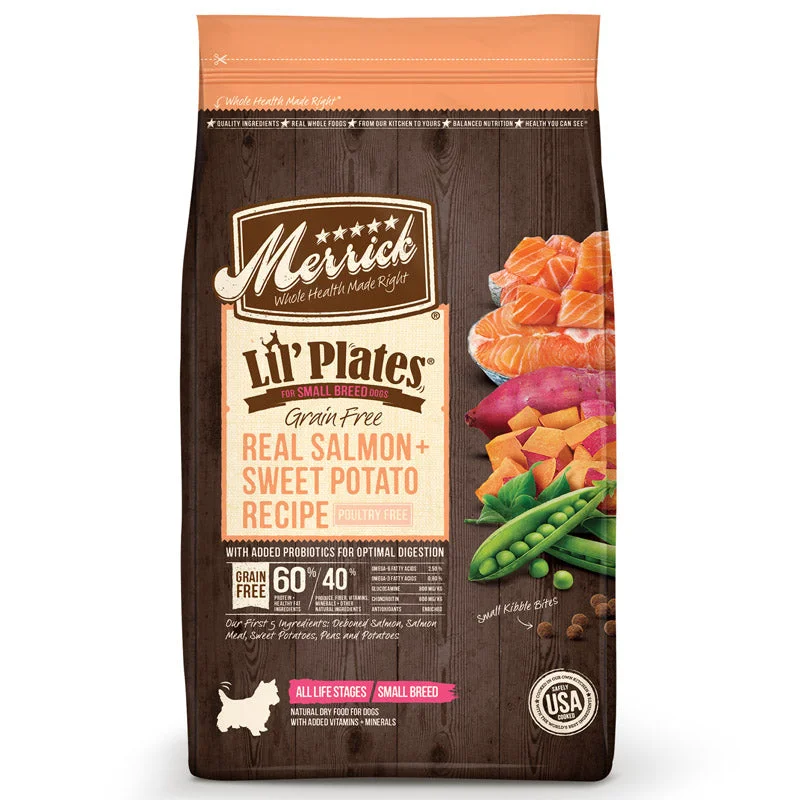 Merrick Lil Plates Salmon and Sweet Potato Dry Dog Food Grain Free 4 lb.