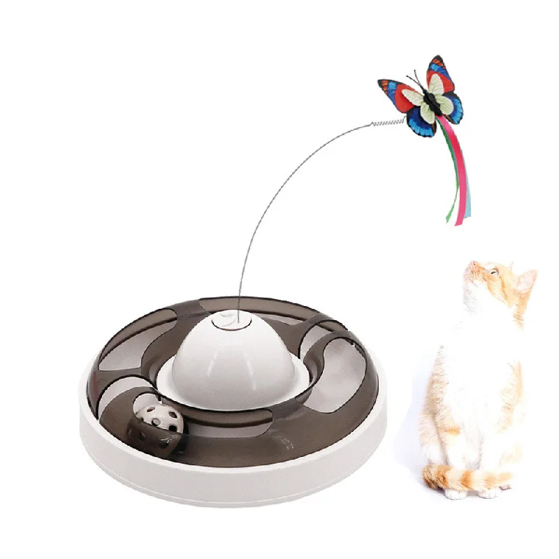 PAWS ASIA Suppliers Cute Electronic Automatic interactive Butterfly Cat Toy With Turntable