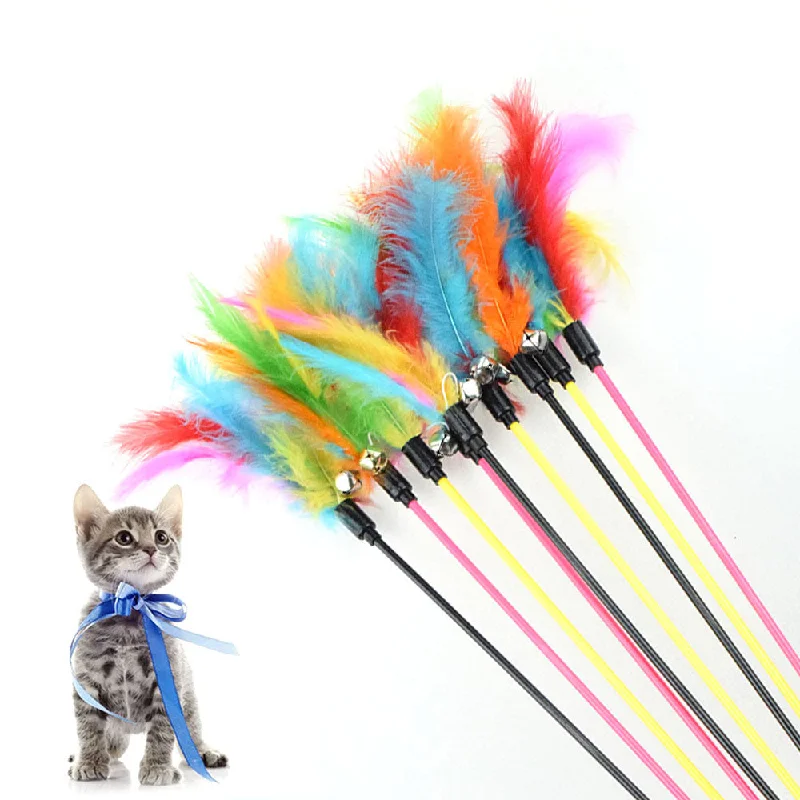 PAWS ASIA Suppliers Plastic Fancy Hot Stylish Indestructable Feather Toy Cat With Bell