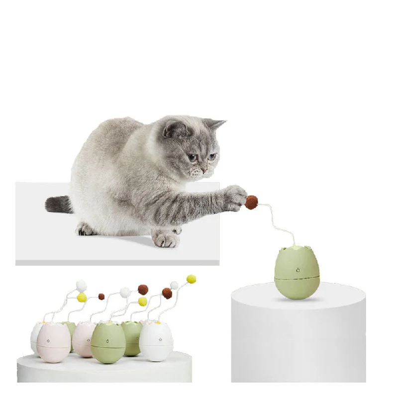 PAWS ASIA Suppliers Wholesale Cheap Electric Smart Automatic Robots Interactive Teaser Tumbler Ball Pet Playing Cat Toy Wand