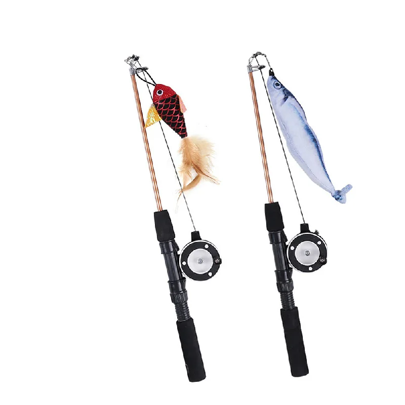 PAWS ASIA Wholesale Hot Selling Interactive Retractable Teaser Stick Fishing Rod Cat Toy Wand