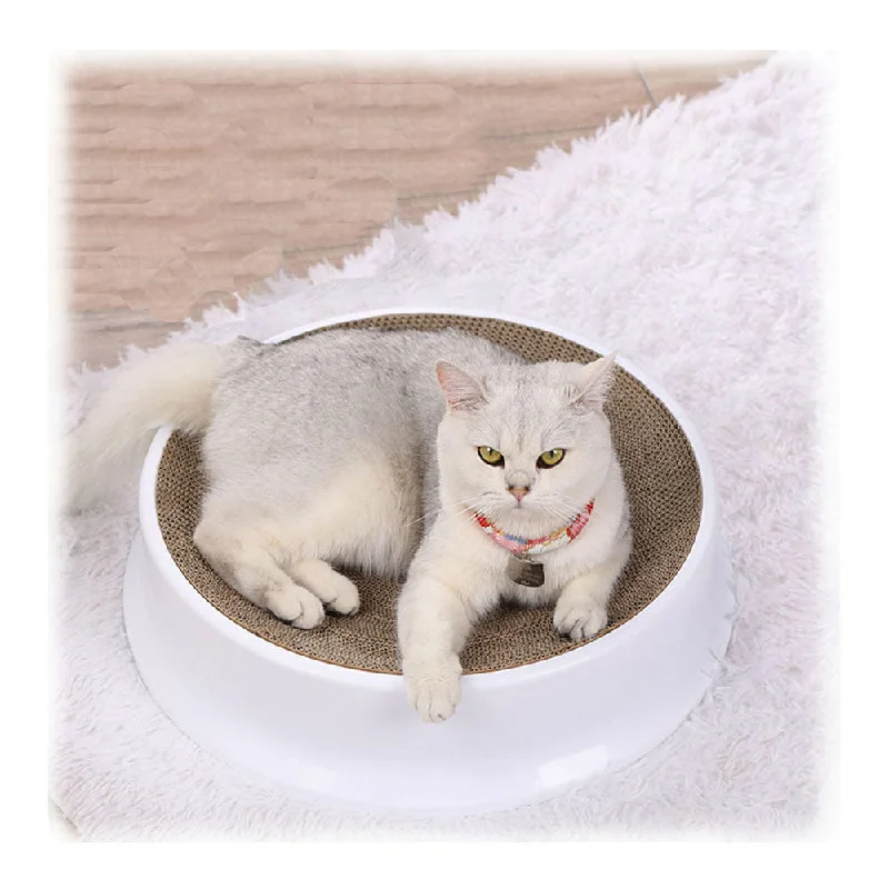 PAWS ASIA Wholesale Round Indoor Grind Claws Corrugated Board Multifunctional Scratcher Cat Toy Bed Sleep