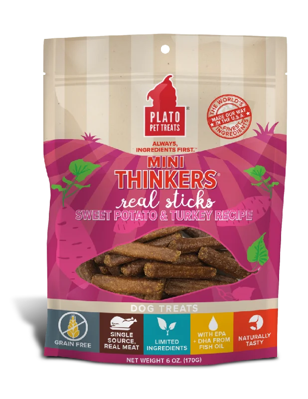 Platos Mini Thinkers Grain Free Sweet Potato & Turkey Meat Stick Dog Treats