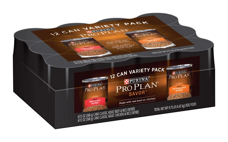 Purina  Pro Plan Savor  Variety Chicken and Beef  Pate  Dog  Food  13 oz.