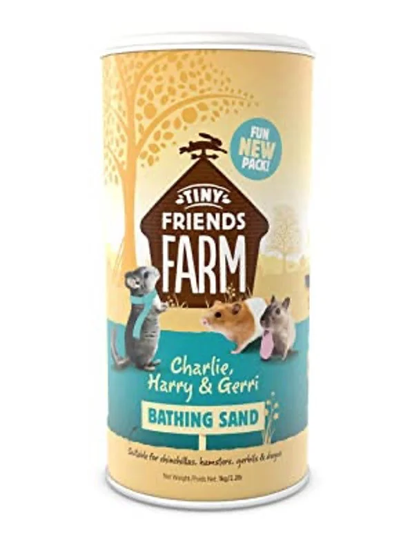 Tiny Friends Farm Charlie, Harry and Gerri Small Pet Bathing Sand 1kg Suitable for Chinchillas, Hamsters, Gerbils and Degus