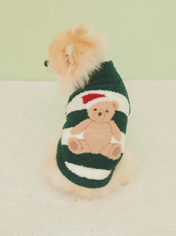 Bear with Hat Pattern High Neck Pet Clothes