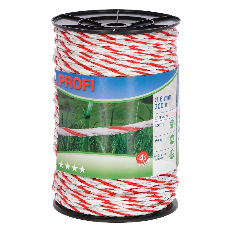 CORRAL Profi fencing rope 6mm x 200m (White/Red)