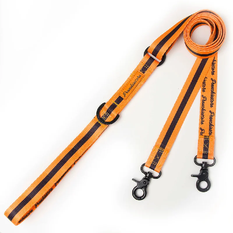 Frenchiestore Dog Dual Leash | Orange Pumpkin Varsity