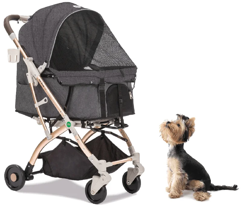 HPZ™ PET ROVER LITE Premium Light Travel Stroller for Small/Medium Dogs, Cats and Pets (Gray - 2nd Gen.)