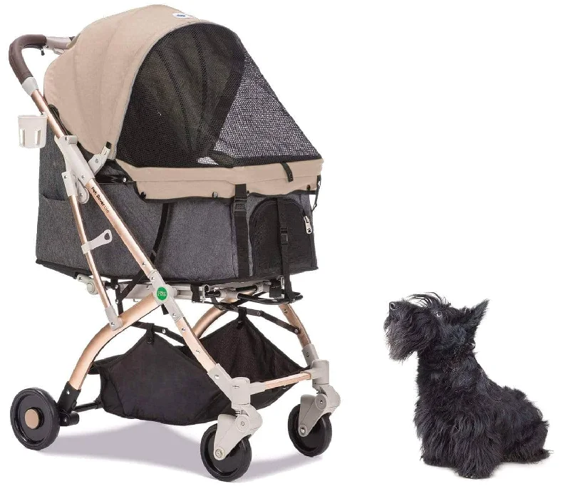 HPZ™ PET ROVER LITE Premium Light Travel Stroller for Small/Medium Dogs, Cats and Pets (Taupe - 2nd Gen.)