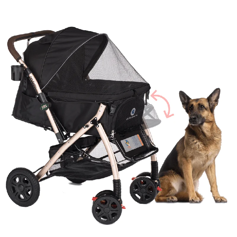 HPZ™ PET ROVER XL Extra-Long Premium Stroller for Small/Medium/Large Dogs, Cats and Pets (Black - 2nd Gen.)