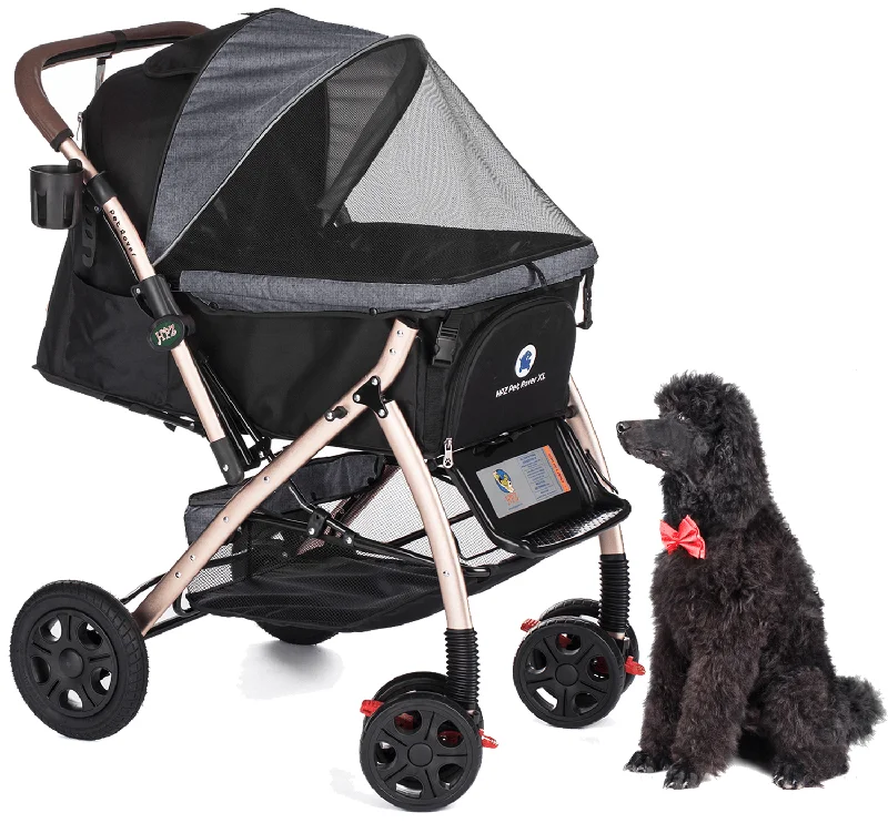 HPZ™ PET ROVER XL Extra-Long Premium Stroller for Small/Medium/Large Dogs, Cats and Pets (Gray - 2nd Gen.)