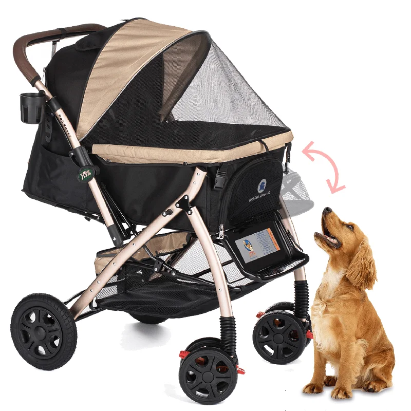 HPZ™ PET ROVER XL Extra-Long Premium Stroller for Small/Medium/Large Dogs, Cats and Pets (Taupe - 2nd Gen.)