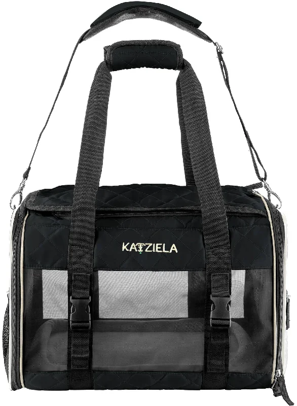 Katziela Airline Approved Quilited Companion Cat & Dog Carrier - Black