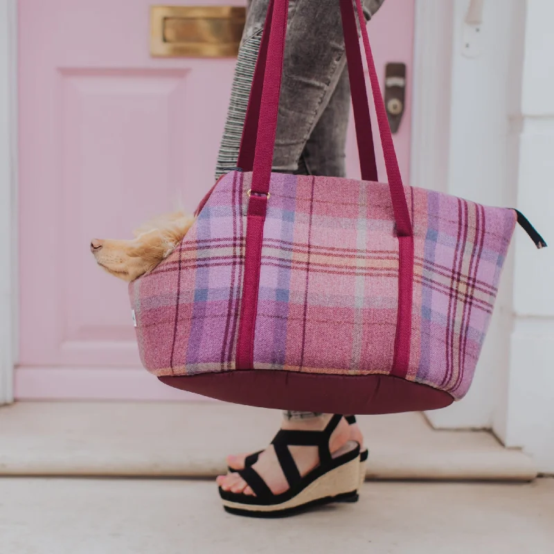 Pink Sheltie Adjustable Plaid Luxury Dog Carrier