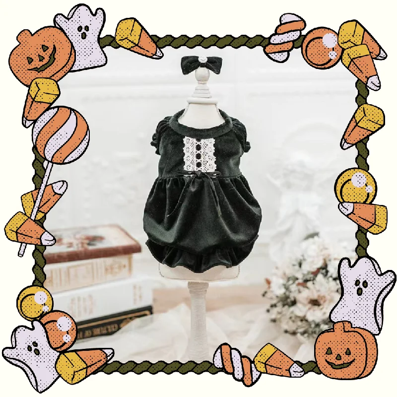 TaniWina Velvet Midnight Pumpkin Dress – Spooky Chic Halloween Edition