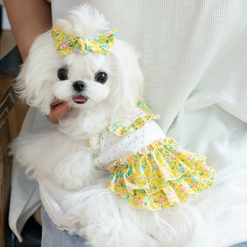 TaniWina Pet Clothing Cotton Floral Vest Skirt Clothes