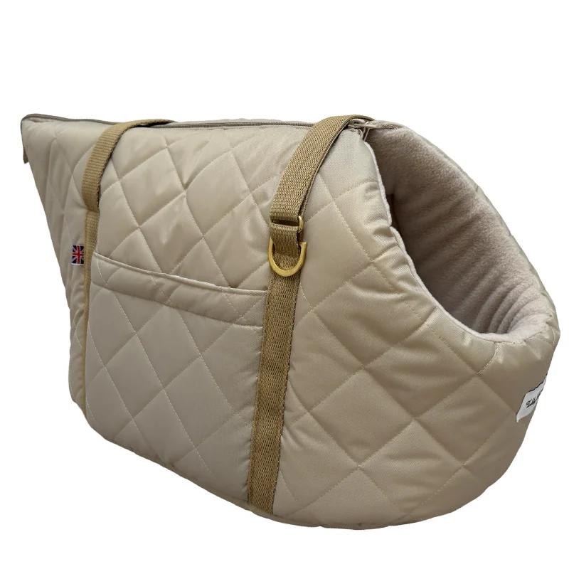 NEW! The Chelsea Champagne Quilted Dog Carrier