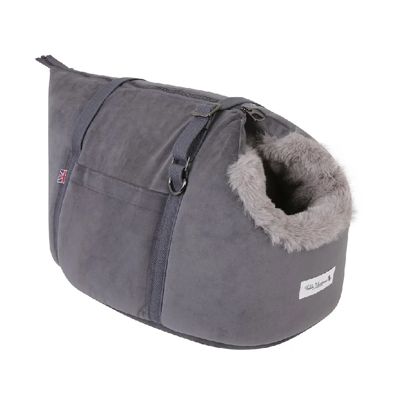 'The Louis' Luxe Grey Velvet Luxury Dog Carrier