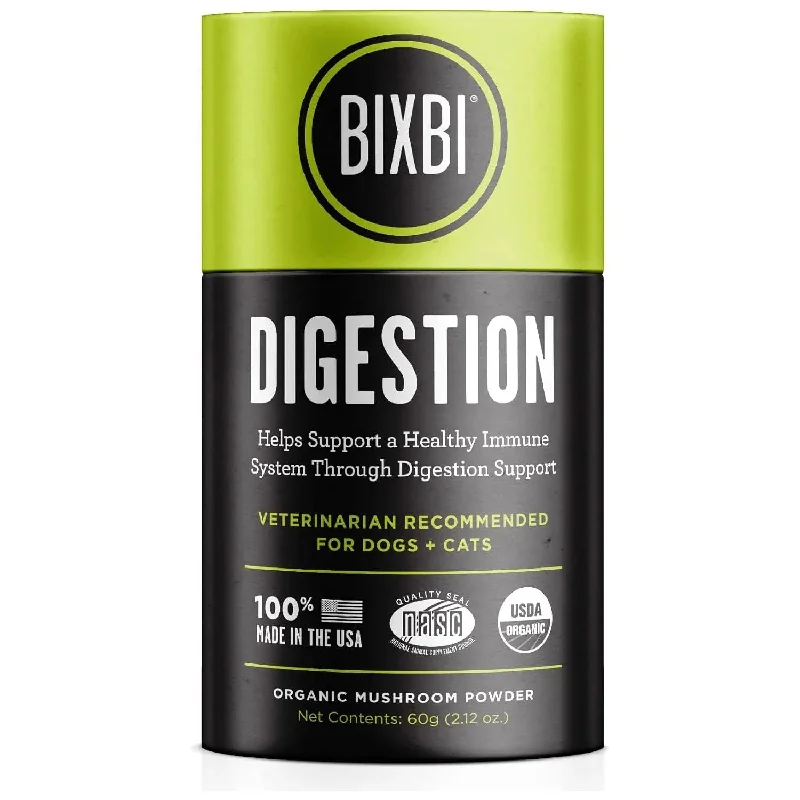 BIXBI Digestion Pet Superfood Daily Mushroom Powder Supplement for Dogs & Cats 2.12 oz