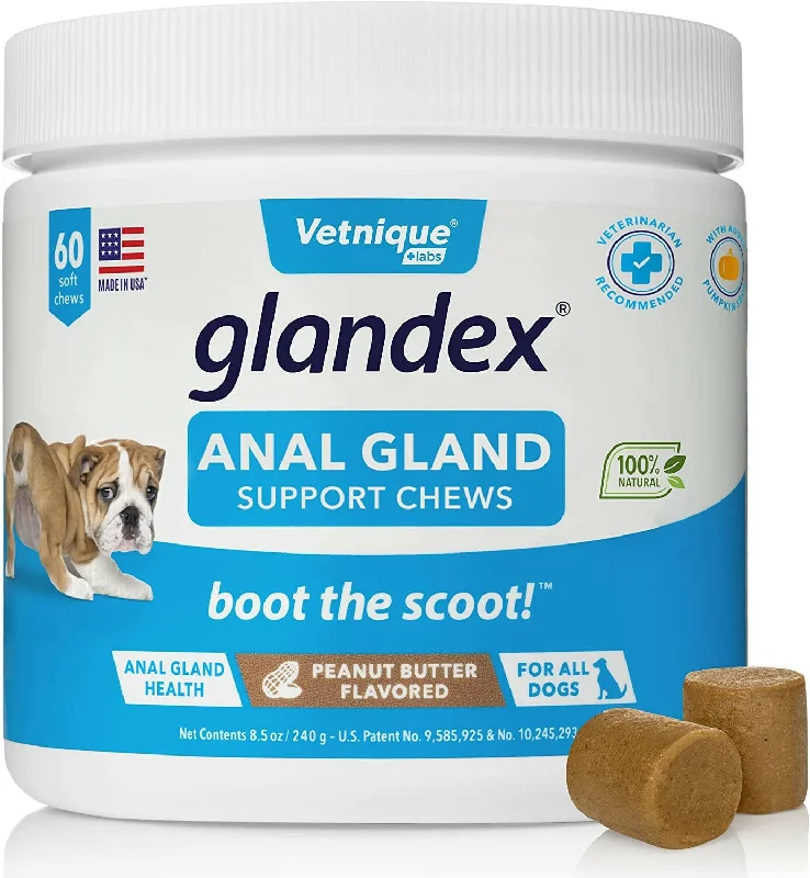 Glandex Anal Gland Support Peanut Butter Soft Chews for Dogs