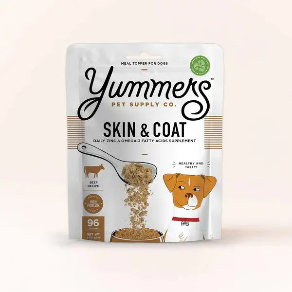 Yummers Skin & Coat Aid Beef Supplement Mix in for Dogs Dog Food Topper, 8 oz.